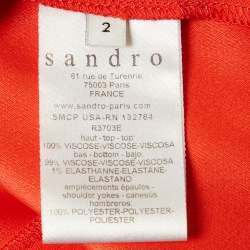 Pre Owned Sandro Black / Red Crepe Mesh Detail Sleeveless Mini Dress M