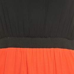 Pre Owned Sandro Black / Red Crepe Mesh Detail Sleeveless Mini Dress M