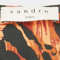 Pre Owned Sandro Brown /Black Animal Print Silk Moon Mini Dress XS
