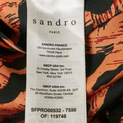 Pre Owned Sandro Brown /Black Animal Print Silk Moon Mini Dress XS