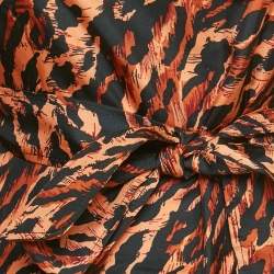 Pre Owned Sandro Brown /Black Animal Print Silk Moon Mini Dress XS