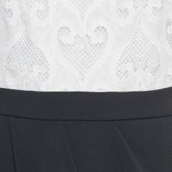 Pre Owned Sandro White/Black Lace Camelia Mini Dress L