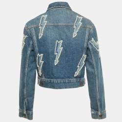 Pre Owned Sandro Blue Beaded Denim Jacket M