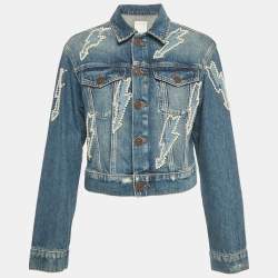 Pre Owned Sandro Blue Beaded Denim Jacket M