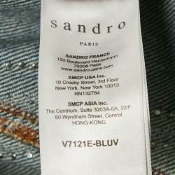 Pre Owned Sandro Blue Beaded Denim Jacket M
