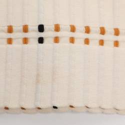 Pre Owned Sandro Cream Striped Rib Knit Top and Mini Skirt Set S