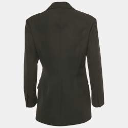 Pre Owned Sandro Black Wool Blend Double Breasted Snap Hook Blazer S