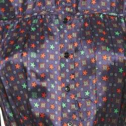 Pre Owned Sandro Purple Stars Print Satin Maxi Dress S