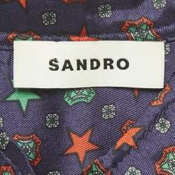 Pre Owned Sandro Purple Stars Print Satin Maxi Dress S