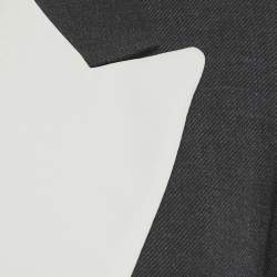 Pre Owned Sandro Grey /White Crepe Blend Double Breasted Blazer L