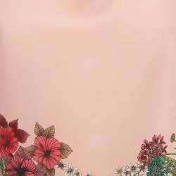 Pre Owned Sandro Pink Floral Print Silk Lace Trim Detail Top S