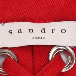 Pre Owned Sandro Red Denim Button Front Lace-Up Detail Jacket M