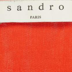 Pre Owned Sandro Orange Silk Ruffled Top S