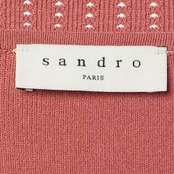 Pre Owned Sandro Pink Knit Eyelet Detail Etor Pleated Dress M
