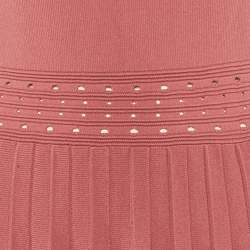 Pre Owned Sandro Pink Knit Eyelet Detail Etor Pleated Dress M