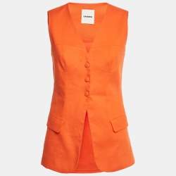 Pre Owned Sandro Orange Linen Blend Vest S