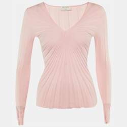 Pre Owned Sandro Pink Rib Knit Long Sleeve Jumper XS 