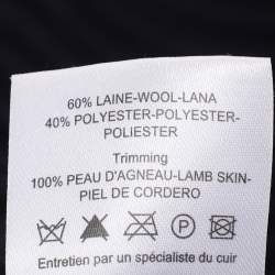 Pre Owned Sandro Navy Blue/Black Rib Knit and Leather Tops S