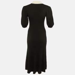 Pre Owned Sandro Black Knit Button Front Midi Dress M