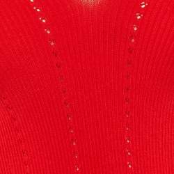Pre Owned Sandro Red Knit Cold Shoulder Top M
