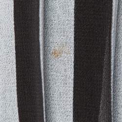 Pre Owned Sandro Black /White Pleated Crepe Midi Dress M