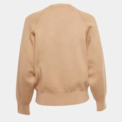 Pre Owned Sandro Beige Stretch Cotton Crewneck Sweater XS