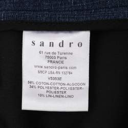 Pre Owned Sandro Blue Denim Short Sleeve Blazer Jacket S