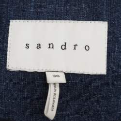 Pre Owned Sandro Blue Denim Short Sleeve Blazer Jacket S