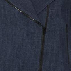 Pre Owned Sandro Blue Denim Short Sleeve Blazer Jacket S