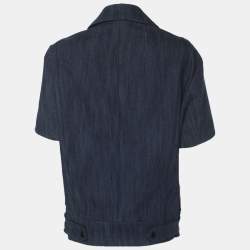 Pre Owned Sandro Blue Denim Short Sleeve Blazer Jacket S