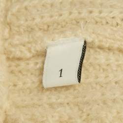 Pre Owned Sandro Beige Applique Rib Knit V-Neck Sweater S