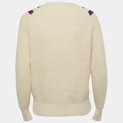 Pre Owned Sandro Beige Applique Rib Knit V-Neck Sweater S