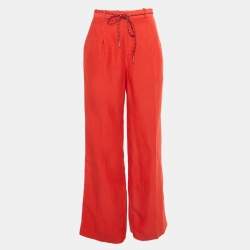 Pre Owned Sandro Red Linen Blend Trousers S