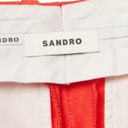 Pre Owned Sandro Red Linen Blend Trousers S