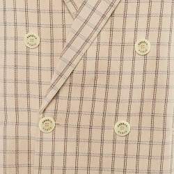 Pre Owned Sandro Beige Checkered Print Lurex Crepe Danube Blazer L