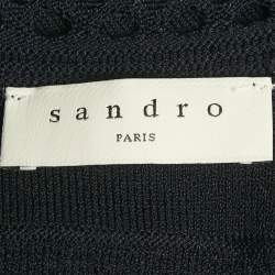 Pre Owned سندرو فستان ميدي أزرق بحري محبوك بمطاط متوسط