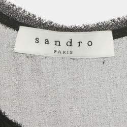 مملوكة مسبقًا Sandro Black Rib Knit Frayed Detail Tank Top S