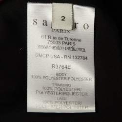 Pre Owned فستان ساندرو أسود من كريب مطوي بدون أكمام طويل متوسط الحجم