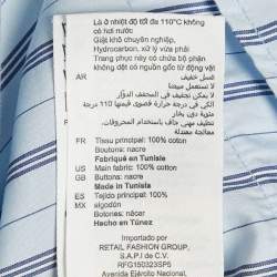 Pre Owned سندرو قميص قصير بحافة مكشكشة مخطط باللون الأزرق من القطن مقاس صغير