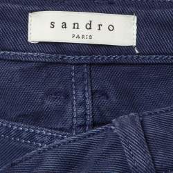 مملوكة مسبقًا بنطلون جينز ضيق برباط تفاصيل سحاب دينم أزرق ساندرو مقاس متوسط - خصر 29 بوصة