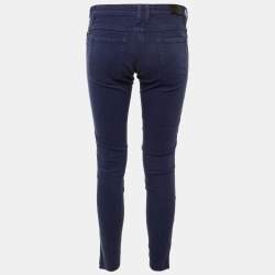 مملوكة مسبقًا بنطلون جينز ضيق برباط تفاصيل سحاب دينم أزرق ساندرو مقاس متوسط - خصر 29 بوصة