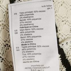 مملوكة مسبقًا Sandro White Striped Crochet Knit Cropped Cardigan L