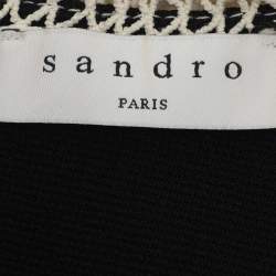 Pre Owned فستان ساندرو أسود/كريمي محاك ودانتيل كبير الحجم