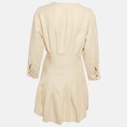 Pre Owned Sandro Beige Linen Blend Button Detail Mini Dress XS