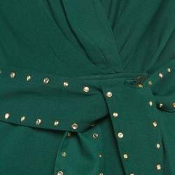 مملوكة مسبقًا فستان ساندرو أخضر كريب بتطريز وتفاصيل ملتفة حول قصير صغير الحجم