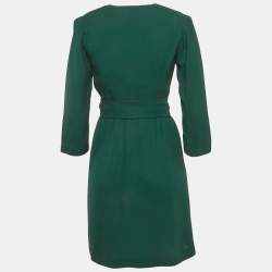 مملوكة مسبقًا فستان ساندرو أخضر كريب بتطريز وتفاصيل ملتفة حول قصير صغير الحجم