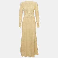 مملوكة مسبقًا Sandro Cream Hollow Knit Cardigan and Skirt Set S