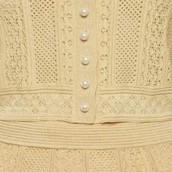 مملوكة مسبقًا Sandro Cream Hollow Knit Cardigan and Skirt Set S