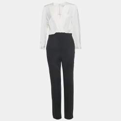 مملوكة مسبقًا Sandro White /Black Crepe Jumpsuit M