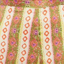 مملوكة مسبقًا بنطلون ساندرو متعدد الألوان مطبوع كريب واسع مقاس كبير (لارج)